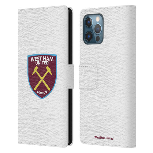 West Ham United FC Crest Full Colour White Leather Book Wallet Case Cover For Apple iPhone 12 Pro Max