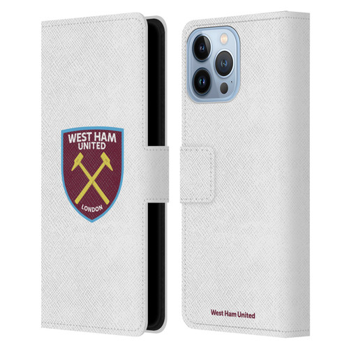 West Ham United FC Crest Full Colour White Leather Book Wallet Case Cover For Apple iPhone 13 Pro Max