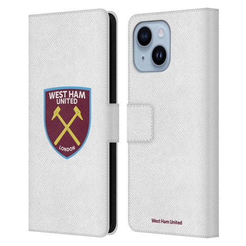 West Ham United FC Crest Full Colour White Leather Book Wallet Case Cover For Apple iPhone 14 Plus