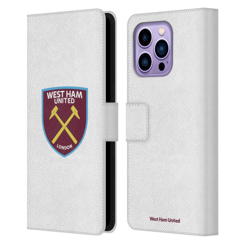 West Ham United FC Crest Full Colour White Leather Book Wallet Case Cover For Apple iPhone 14 Pro Max