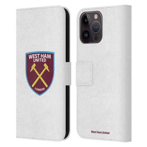 West Ham United FC Crest Full Colour White Leather Book Wallet Case Cover For Apple iPhone 15 Pro Max