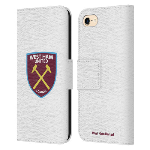 West Ham United FC Crest Full Colour White Leather Book Wallet Case Cover For Apple iPhone 7 / 8 / SE 2020 & 2022