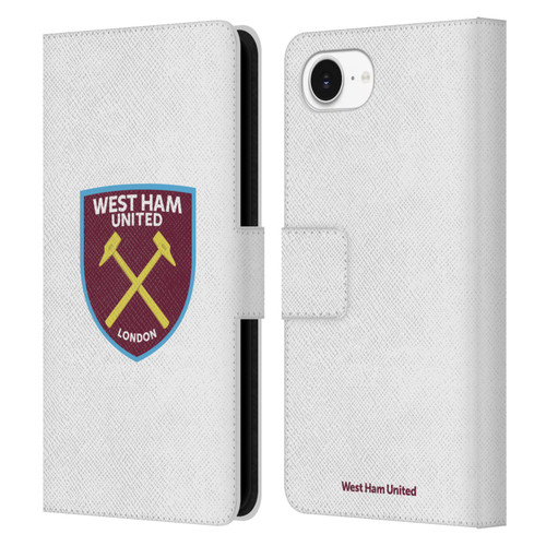West Ham United FC Crest Full Colour White Leather Book Wallet Case Cover For Apple iPhone 16e