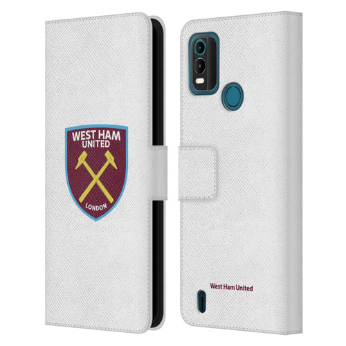 West Ham United FC Crest Full Colour White Leather Book Wallet Case Cover For Nokia G11 Plus