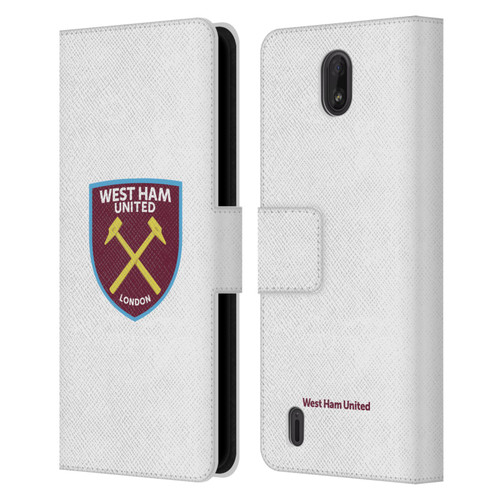West Ham United FC Crest Full Colour White Leather Book Wallet Case Cover For Nokia C01 Plus/C1 2nd Edition