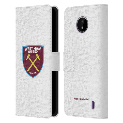 West Ham United FC Crest Full Colour White Leather Book Wallet Case Cover For Nokia C10 / C20