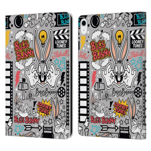 Looney Tunes Graphics and Characters Bugs Bunny Leather Book Wallet Case Cover For Apple iPad 10.9 2022/2025