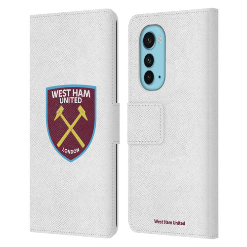 West Ham United FC Crest Full Colour White Leather Book Wallet Case Cover For Motorola Edge (2022)