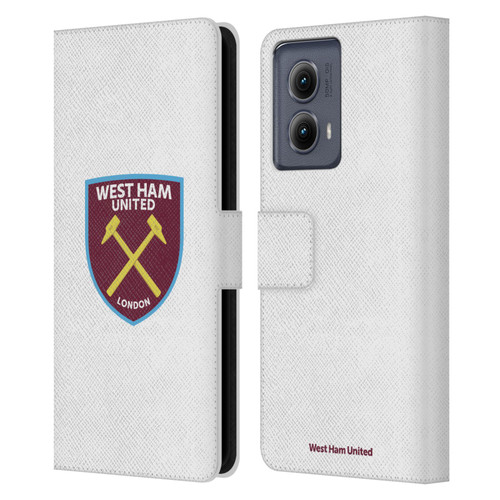 West Ham United FC Crest Full Colour White Leather Book Wallet Case Cover For Motorola Edge (2024)