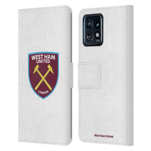 West Ham United FC Crest Full Colour White Leather Book Wallet Case Cover For Motorola Moto Edge 40 Pro/Plus 2023