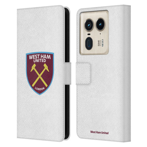 West Ham United FC Crest Full Colour White Leather Book Wallet Case Cover For Motorola Edge 50 Ultra/X50 Ultra