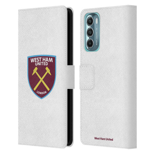 West Ham United FC Crest Full Colour White Leather Book Wallet Case Cover For Motorola Moto G Stylus 5G (2022)