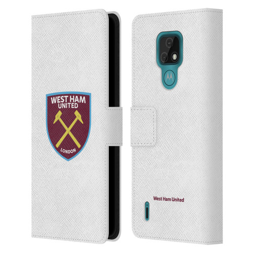 West Ham United FC Crest Full Colour White Leather Book Wallet Case Cover For Motorola Moto E7