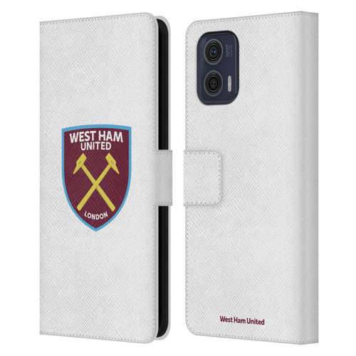 West Ham United FC Crest Full Colour White Leather Book Wallet Case Cover For Motorola Moto G73 5G