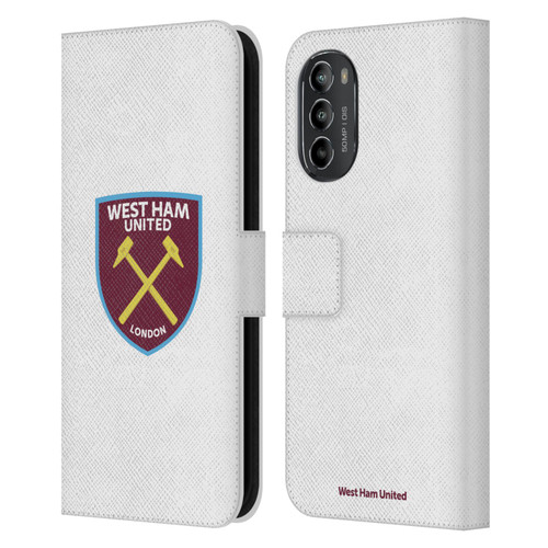 West Ham United FC Crest Full Colour White Leather Book Wallet Case Cover For Motorola Moto G82 5G