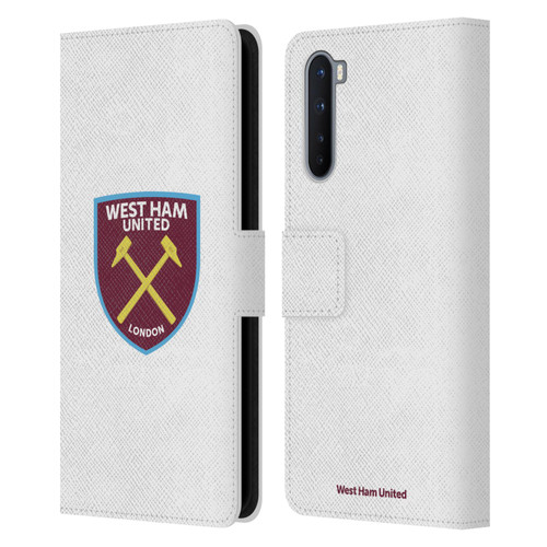 West Ham United FC Crest Full Colour White Leather Book Wallet Case Cover For OnePlus Nord 5G