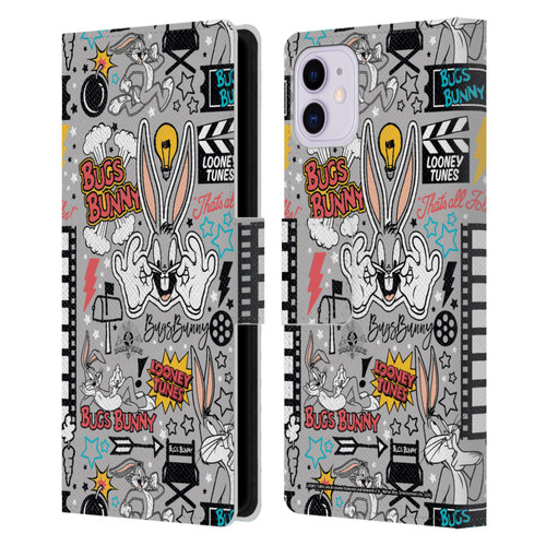 Looney Tunes Graphics and Characters Bugs Bunny Leather Book Wallet Case Cover For Apple iPhone 11
