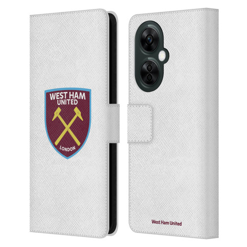 West Ham United FC Crest Full Colour White Leather Book Wallet Case Cover For OnePlus Nord CE 3 Lite 5G