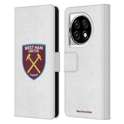 West Ham United FC Crest Full Colour White Leather Book Wallet Case Cover For OPPO OnePlus Ace 3 5G