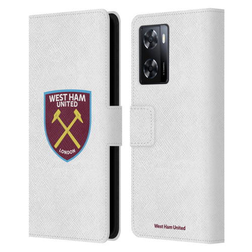 West Ham United FC Crest Full Colour White Leather Book Wallet Case Cover For OPPO A57s