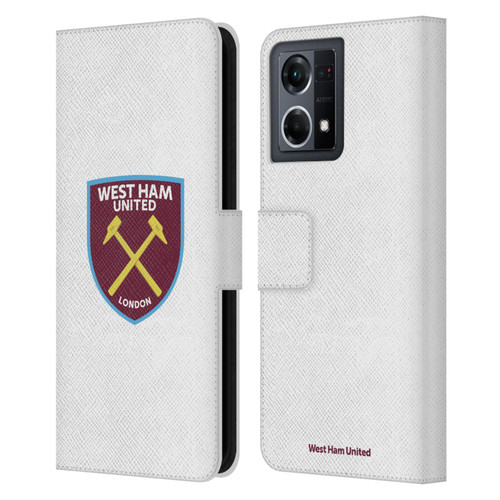 West Ham United FC Crest Full Colour White Leather Book Wallet Case Cover For OPPO Reno8 4G