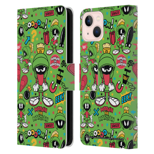 Looney Tunes Graphics and Characters Marvin The Martian Leather Book Wallet Case Cover For Apple iPhone 13
