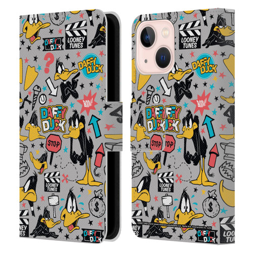 Looney Tunes Graphics and Characters Daffy Duck Leather Book Wallet Case Cover For Apple iPhone 13 Mini