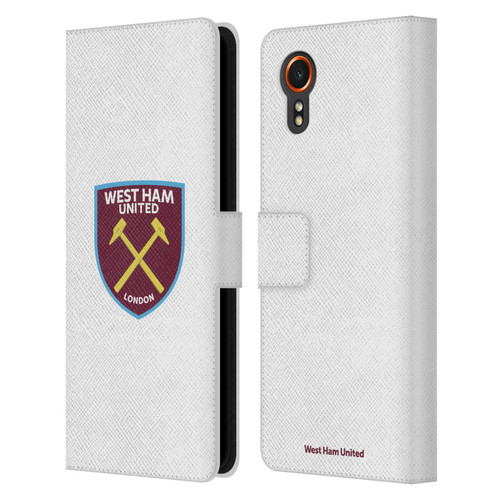 West Ham United FC Crest Full Colour White Leather Book Wallet Case Cover For Samsung Galaxy Xcover7 5G