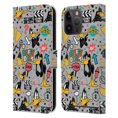 Looney Tunes Graphics and Characters Daffy Duck Leather Book Wallet Case Cover For Apple iPhone 15 Pro Max