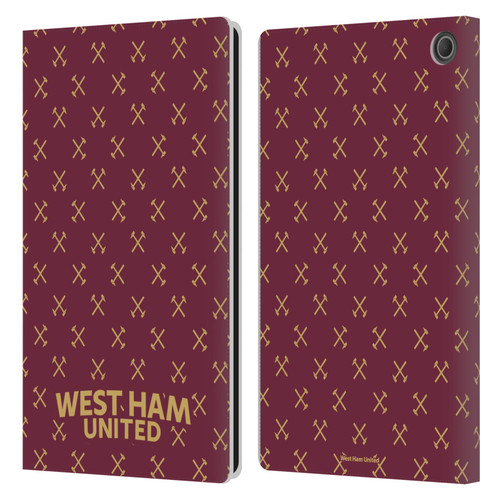 West Ham United FC Hammer Marque Kit Patterns Leather Book Wallet Case Cover For Amazon Fire Max 11 2023