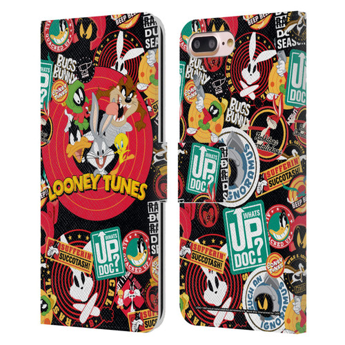 Looney Tunes Graphics and Characters Sticker Collage Leather Book Wallet Case Cover For Apple iPhone 7 Plus / iPhone 8 Plus