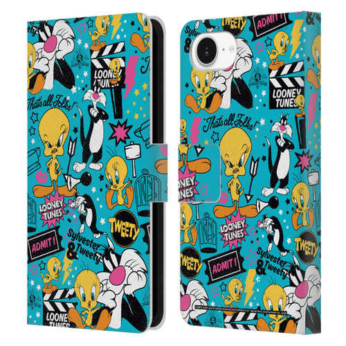 Looney Tunes Graphics and Characters Tweety And Sylvester Leather Book Wallet Case Cover For Apple iPhone 16e