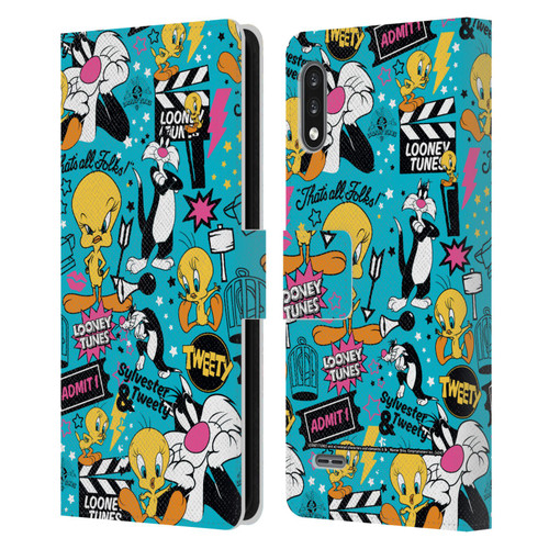 Looney Tunes Graphics and Characters Tweety And Sylvester Leather Book Wallet Case Cover For LG K22
