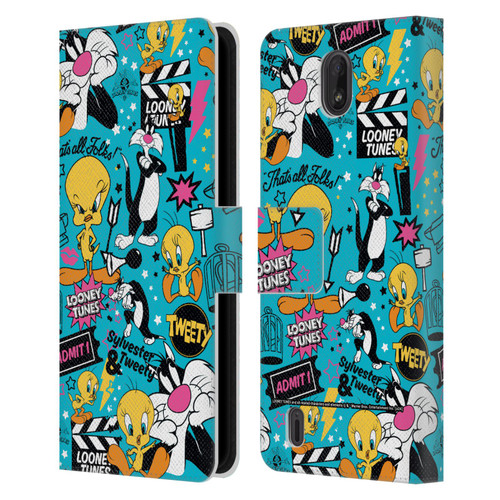 Looney Tunes Graphics and Characters Tweety And Sylvester Leather Book Wallet Case Cover For Nokia C01 Plus/C1 2nd Edition