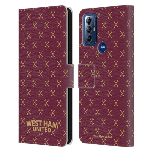 West Ham United FC Hammer Marque Kit Patterns Leather Book Wallet Case Cover For Motorola Moto G Play (2023)