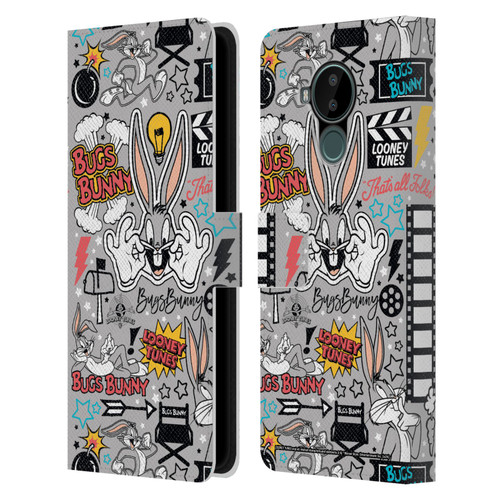 Looney Tunes Graphics and Characters Bugs Bunny Leather Book Wallet Case Cover For Nokia C30