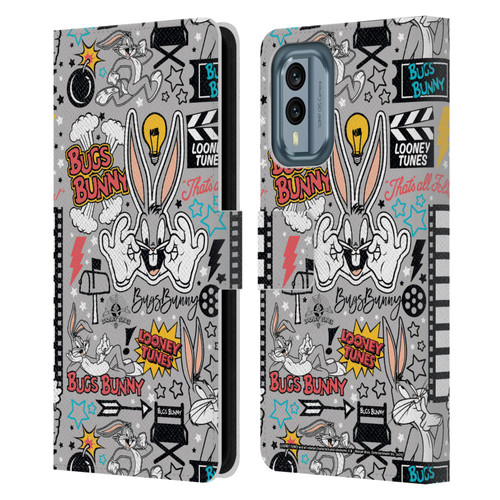 Looney Tunes Graphics and Characters Bugs Bunny Leather Book Wallet Case Cover For Nokia X30