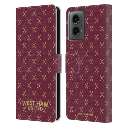 West Ham United FC Hammer Marque Kit Patterns Leather Book Wallet Case Cover For Motorola Moto G (2024)
