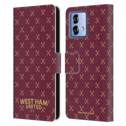 West Ham United FC Hammer Marque Kit Patterns Leather Book Wallet Case Cover For Motorola Moto G84 5G