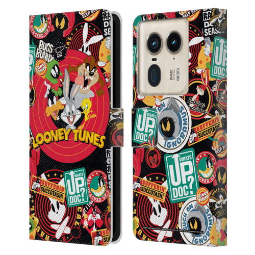 Looney Tunes Graphics and Characters Sticker Collage Leather Book Wallet Case Cover For Motorola Edge 50 Ultra/X50 Ultra