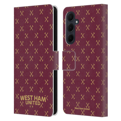 West Ham United FC Hammer Marque Kit Patterns Leather Book Wallet Case Cover For Samsung Galaxy A35 5G