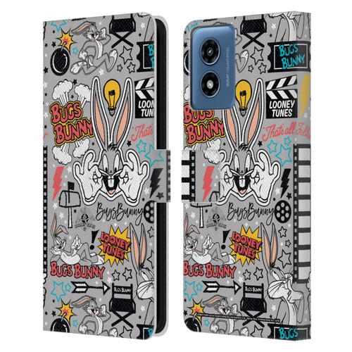 Looney Tunes Graphics and Characters Bugs Bunny Leather Book Wallet Case Cover For Motorola Moto G Play (2024)