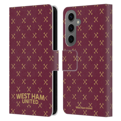 West Ham United FC Hammer Marque Kit Patterns Leather Book Wallet Case Cover For Samsung Galaxy S25