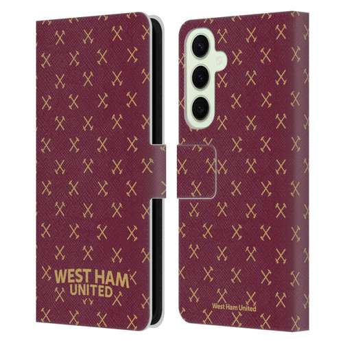 West Ham United FC Hammer Marque Kit Patterns Leather Book Wallet Case Cover For Samsung Galaxy S25+