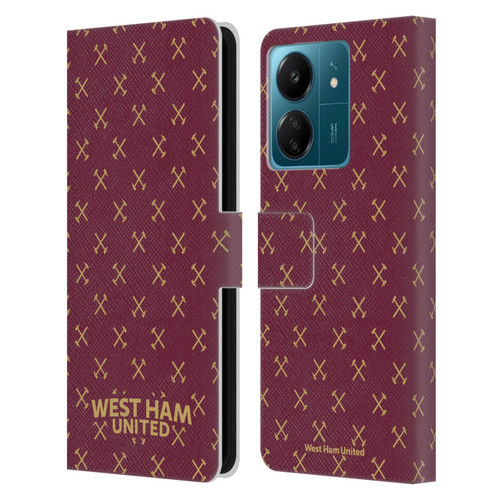 West Ham United FC Hammer Marque Kit Patterns Leather Book Wallet Case Cover For Xiaomi Redmi 13C 4G
