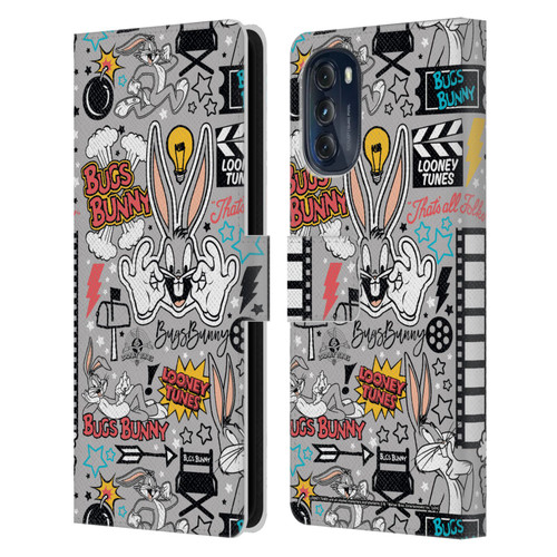 Looney Tunes Graphics and Characters Bugs Bunny Leather Book Wallet Case Cover For Motorola Moto G (2022)