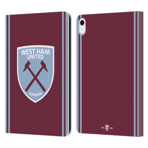 West Ham United FC 2024/25 Crest Kit Home Leather Book Wallet Case Cover For Apple iPad 10.9 2022/2025