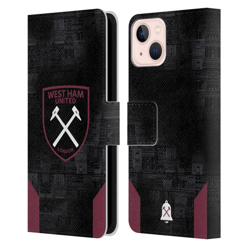 West Ham United FC 2024/25 Crest Kit Away Leather Book Wallet Case Cover For Apple iPhone 13