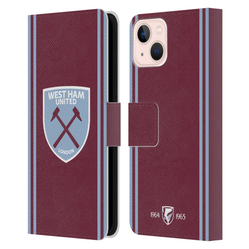 West Ham United FC 2024/25 Crest Kit Home Leather Book Wallet Case Cover For Apple iPhone 13