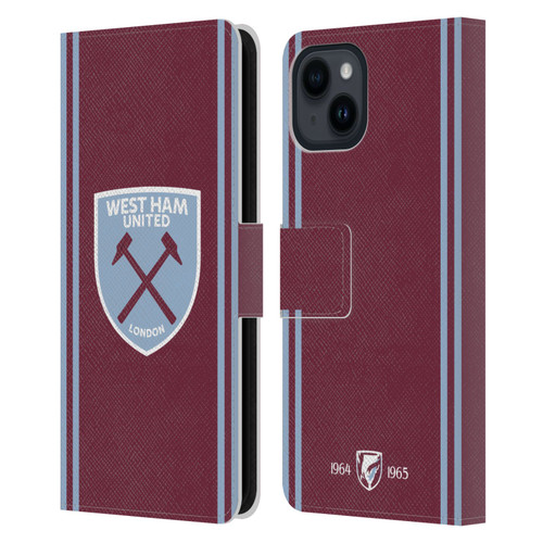 West Ham United FC 2024/25 Crest Kit Home Leather Book Wallet Case Cover For Apple iPhone 15 West Ham United FC 2024/25 Crest Kit Home Leather Book Wallet Case Cover For Apple iPhone 15